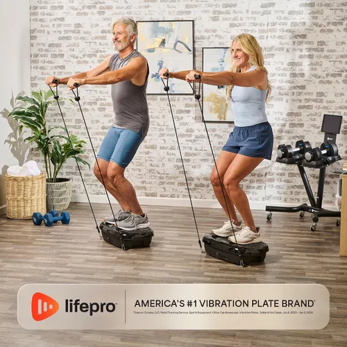 Vista 6 de Lifepro HexaPlate Lite Compact Vibration Plate with Magnetic Acupoints 10 Preset Programs, 99 Speed Levels, Resistance Bands — Vibrating Plate for