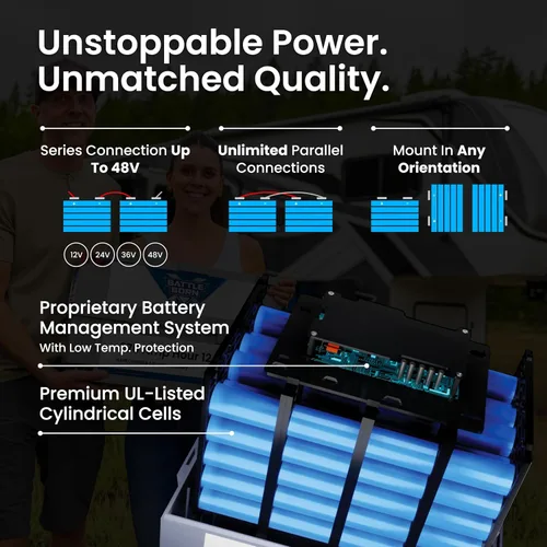 Vista 4 de Batería de iones de litio con calefacción integrada de 270Ah 12V (LiFePO4) para RV, marina, solar y fuera de la red - Tecnología de calefacción