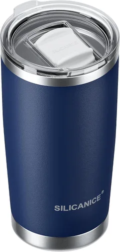Vista 14 de Vaso higiénico aislado al vacío de acero inoxidable de 20 onzas con tapa fácil de poner y quitar – Deslizador extraíble, taza de viaje de doble