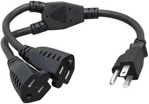 Vista 9 de CableLeader - Cable divisor de cable de alimentación, 2 NEMA 5-15R a 1 NEMA 5-15P, cable divisor en Y, extensión de cable de alimentación y divisor