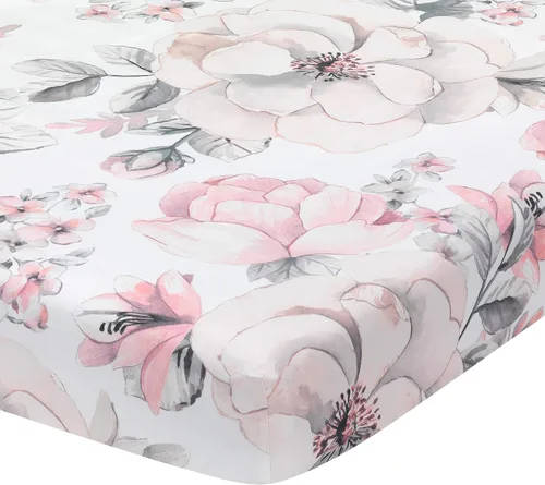 Vista 9 de Lambs & Ivy Baby Blooms Acuarela Floral/Mariposa Sábana Bajera de Algodón Ajustable para Cuna