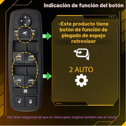 Vista 3 de ZAPSOTS - Interruptor de elevalunas eléctrico maestro para Chrysler Town & Country 2012-2015, Dodge Grand Caravan 12-15, Dodge Ram 1500 2500