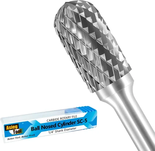 Vista 14 de Lima giratoria de carburo de tungsteno SC-3, forma cilíndrica de extremo de punta de bola, corte doble para brocas de amoladora de troquelado