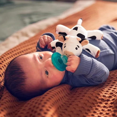 Vista 8 de Philips Avent Soothie Snuggle Portachupetes con Chupete Desmontable, 0m+, Vaca, SCF347/05