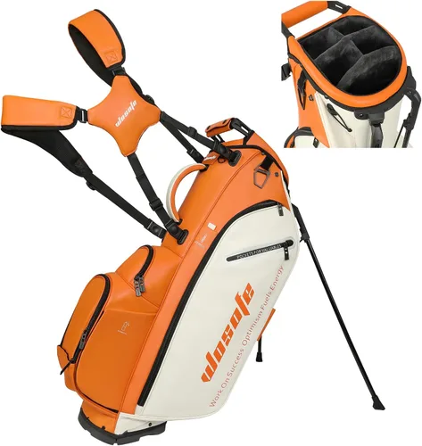 Vista 12 de WOSOFE PU Golf Bag with 6/14 Way Top Dividers Automatically Adjustable Dual Straps Elegant Design for Men Women Pu Golf Stand Bag with Multiple