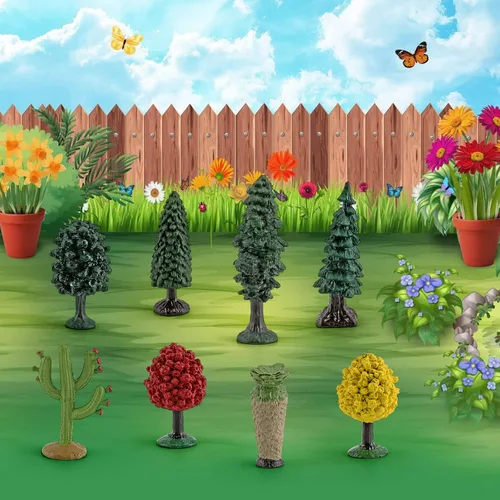 Vista 8 de Juguetes realistas de árboles de plástico para niños, juguetes sensoriales para niños, juguetes de aprendizaje, figuras de comida realistas
