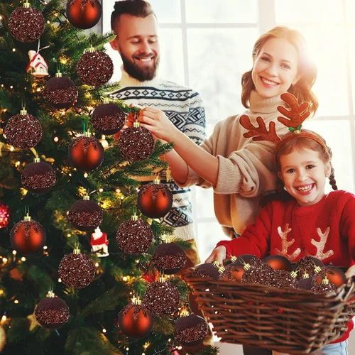 Vista 6 de Syhood 12 adornos de bolas de Navidad con purpurina y lentejuelas con diamantes de imitación, decoraciones de Navidad para colgar en árboles