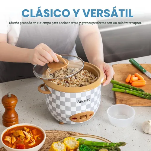 Vista 3 de AROMA® Olla arrocera One-Touch de 6 tazas (cocidas) estilo olla con superficie cerámica antiadherente libre de PFAS CoreCoat™ (1.5 cuartos de galón)