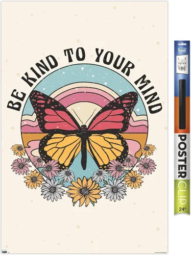 Vista 16 de Trends International Póster de pared Be Kind to Your Mind, 14.725 x 22.375 pulgadas, versión enmarcada de madera de granero
