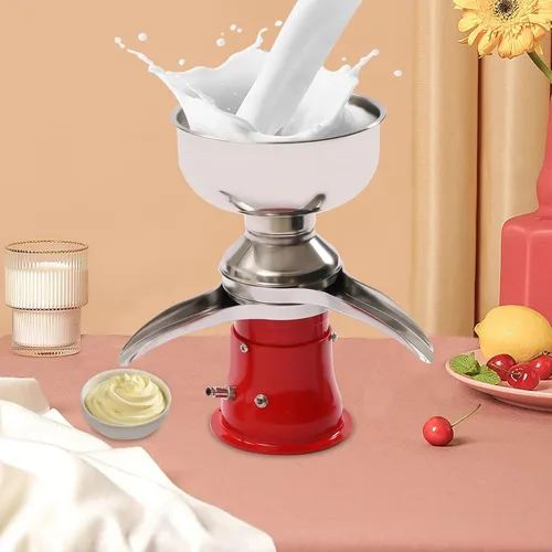 Vista 2 de Separador centrífugo eléctrico de crema de leche, desnatador de leche de acero inoxidable 304 con capacidad de tazón de 5 L, 10500 RPM, salida de 50