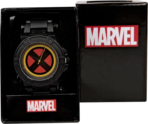 Vista 4 de Marvel X-Men - Reloj con símbolo de cara con correa de metal negro
