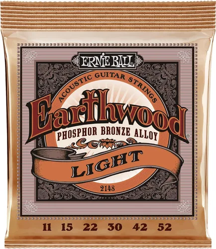 Vista 7 de Ernie Ball Earthwood P03543 - Cuerdas para guitarra acústica personalizadas de bronce fosforoso medio, paquete de 3, calibre 12.5-56