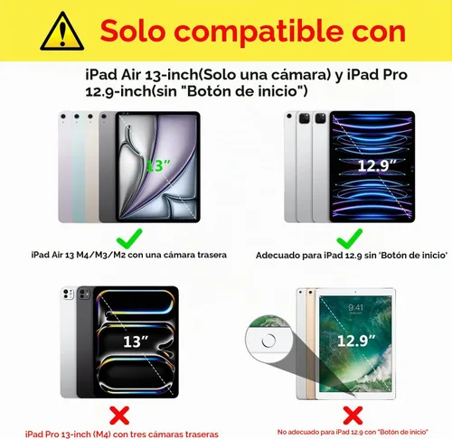 Vista 2 de DTTO for iPad Pro 12.9 Case 6th/5th/4th/3rd Gen 2022/2021/2020/2018, Black Negro