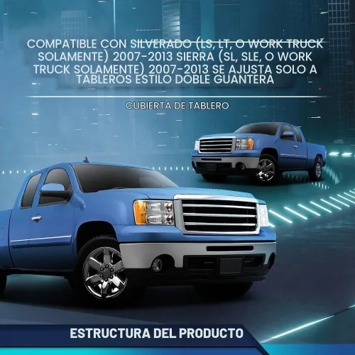 Vista 2 de PIT66 Cubierta para salpicadero, compatible con Chevy Silverado (LS, LT o camión de trabajo solamente), compatible con GMC Sierra 2007-2013