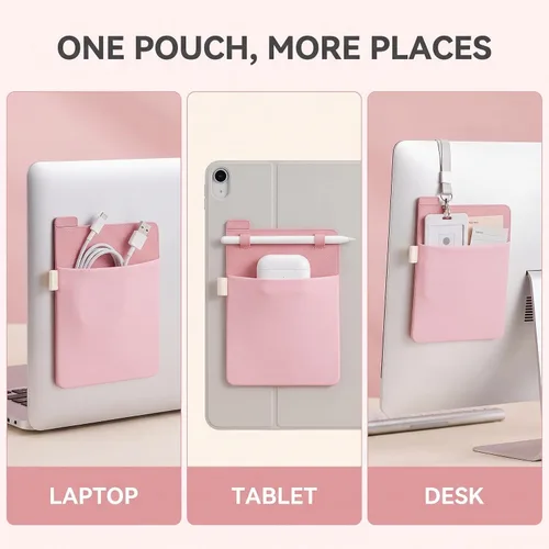 Vista 7 de Soporte para disco duro externo rosa, funda de transporte adhesiva para disco duro externo, organizador de almacenamiento de funda reutilizable