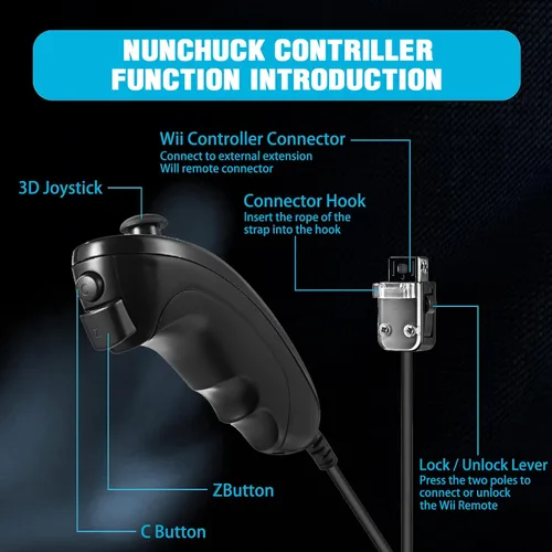 Vista 6 de Wii Remote Controllers with Motion Plus and Wii Nunchucks, Remote Controller Compatible with Wii Wii U (Black) - 2 Packs