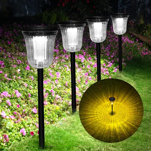 Vista 10 de Luces solares para caminos al aire libre, luces solares para exteriores, impermeables, IP65, 200 lúmenes, luces solares de encendido/apagado