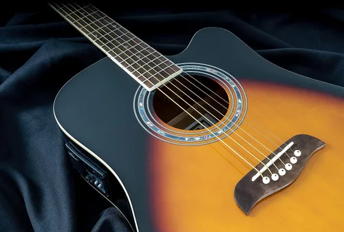 Vista 4 de Oscar Schmidt Guitarra acústica de 6 cuerdas, derecha, Vintage Sunburst (OD45CEVSB-W)