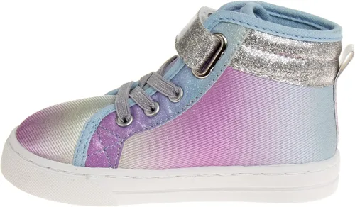 Vista 3 de Disney Frozen - Zapatos deportivos para niñas - Tenis de caña alta para niñas - Zapatos de princesa Ana y Elsa - Personajes de lona casuales sin