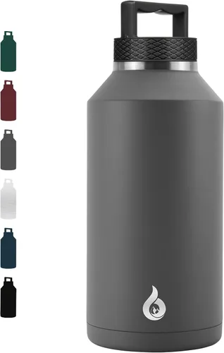 Vista 34 de BJPKPK Botella de agua aislada de un galón (128 onzas), de acero inoxidable, apta para lavavajillas, jarra sin BPA con mango ergonómico y parte