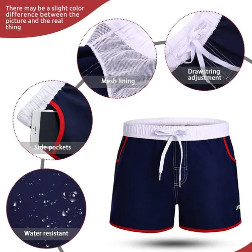Vista 3 de letsqk de los hombres bañadores de Sexy pantalones cortos Surf Traje de baño natación para hombre
