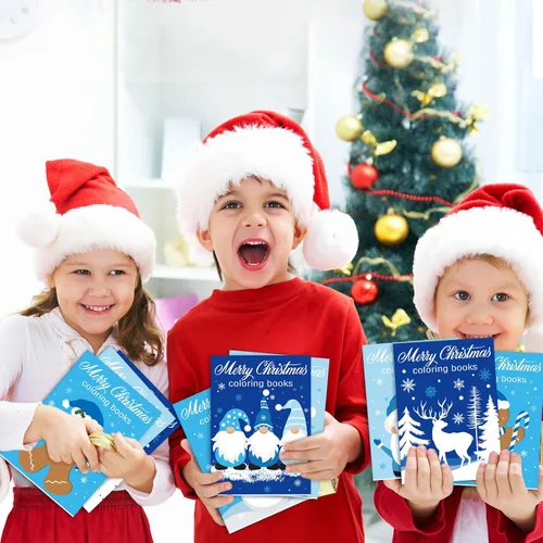 Vista 5 de Faccito 24 Piezas Paquetes de Libros para Colorear de Navidad a Granel Libro para Colorear de Invierno Mini Muñeco de Nieve Pan de Jengibre Santa