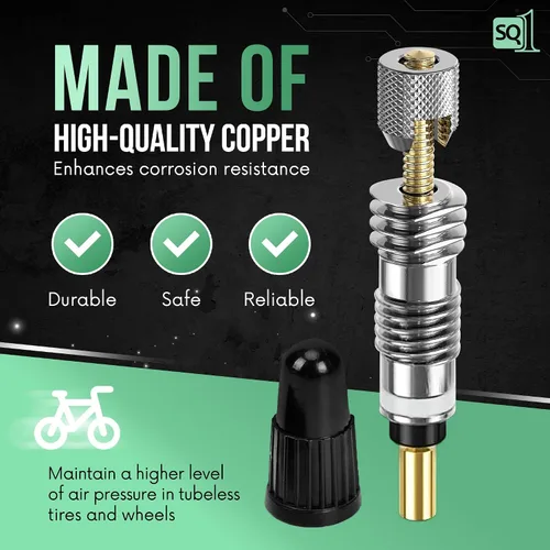 Vista 5 de Square1 Presta Kit de núcleo de válvula -10 núcleos de válvula Presta universalmente compatibles, 1 herramienta de extracción de núcleo de válvula