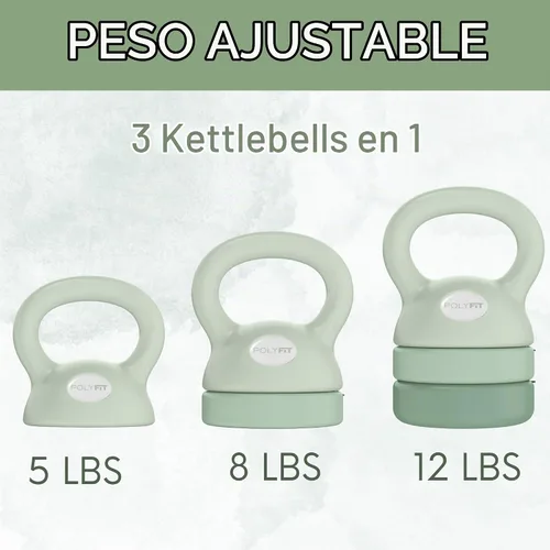 Vista 2 de Polyfit Adjustable Kettlebell 5 lb - 12 lb Kettlebells Weights Set for Home Gym Kettle Bell Sets for Women at Home 3-in-1 adjustable design