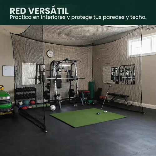 Vista 4 de Red deportiva, red de práctica de golf con cuerda de nailon de 33 pies, también para béisbol, hockey, fútbol, LAX y más, 10 x 10 x 15 pies, 10 x 20