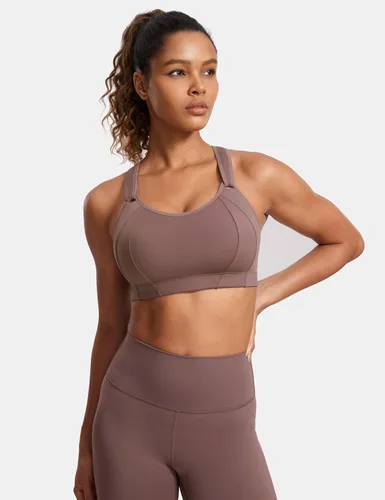 Vista 4 de SYROKAN Sujetador deportivo para mujer, parte delantera, ajustable, soporte de alto impacto, acolchado, sin varillas, espalda cruzada, talla grande