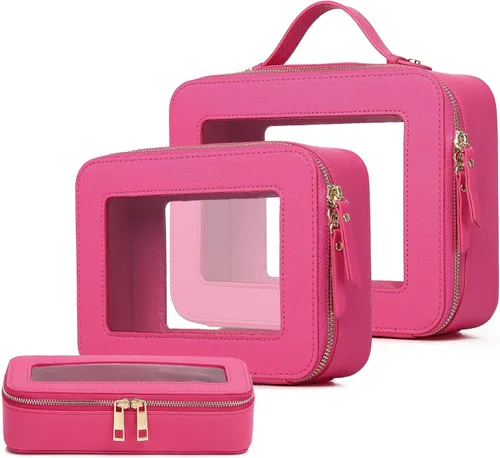 Vista 40 de Pinkmik Pequeña bolsa de maquillaje transparente, mini estuche para cosméticos, bolsa de aseo impermeable con cremallera, organizador de bolsos