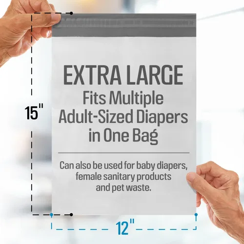 Vista 5 de IMPRESA Bolsas de pañales desechables para adultos, 12 x 15 pulgadas, paquete de 75 bolsas de eliminación de incontinencia para adultos, a prueba