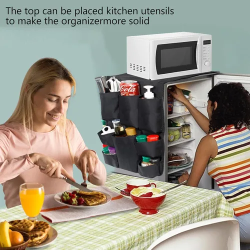Vista 6 de Over The Fridge Organizer Storage – Organizador de mini refrigerador mejorado 2023 – Esenciales de habitación universitaria para estudiantes