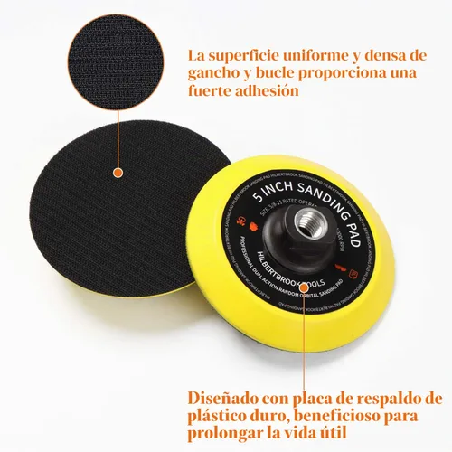 Vista 3 de Almohadilla de respaldo de gancho y bucle de 5 pulgadas, placa de respaldo de 5 pulgadas con almohadilla de lijado de 5/8-11 hilos, accesorios