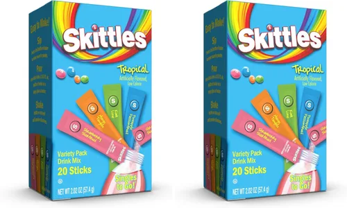 Vista 6 de Skittles Singles To Go Paquete Surtido, Mezcla de Bebida en Polvo Watertok, Cero Azúcar, Bajas Calorías, Incluye 4 Sabores, 1 Caja