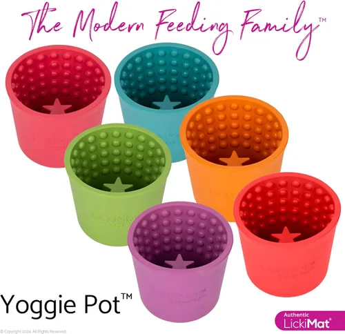Vista 6 de LICKIMAT Yoggie Pot - Distracción, diversión y enriquecimiento. Dispensador de golosinas de goma de larga duración para todos los tamaños de perros