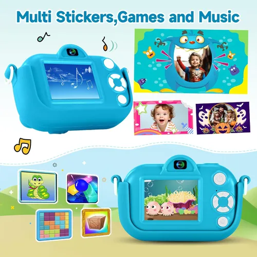 Vista 4 de Cámara digital para niños pequeños de YEEHAO, juguetes para niños de 3 a 9 años, cámara de video para niños pequeños de 1080P, regalos de Navidad