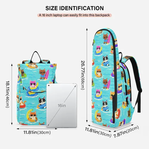 Vista 3 de Tenni Badminton Racket Bag Cute Sturdy Cat Dog Swim Summer Blue Cartoon 3 Rackets Badminton Bag Case for Women, Men, Teenagers bolso para raqueta