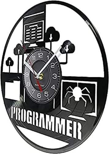 Vista 3 de Reloj de pared para dormitorio, programador, reloj de pared de vinilo, registro genuino, sistema de programación de computadora, retro, reloj
