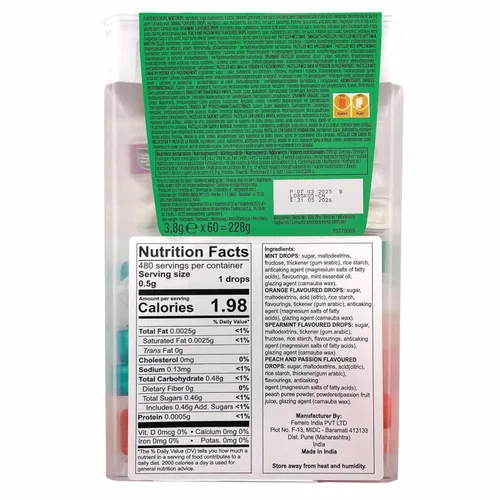 Vista 4 de Caja de TIC TAC con 60 Mini Cajas (Menta, Naranja, Menta Verde, Melocotón y Maracuyá) 234g de Tic Tac
