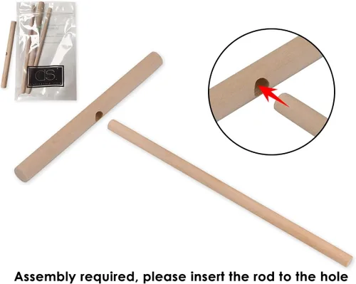Vista 3 de Esparcidor de crepé, 2 piezas de 6.1 pulgadas x 4.7 pulgadas, herramienta de madera natural en forma de T para crepes de madera para crepes
