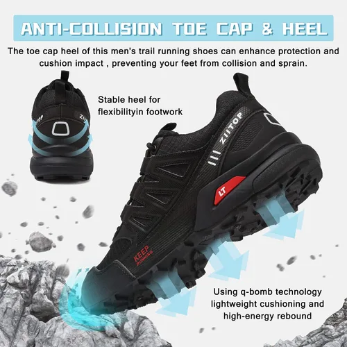 Vista 5 de Zapatos de senderismo para hombre, zapatos para caminar al aire libre, transpirables, antideslizantes, para hombres, todo terreno, tenis