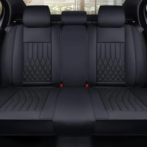 Vista 17 de Aierxuan 2 piezas de fundas de asiento de automóvil delanteras con cuero impermeable, compatible con bolsa de aire, funda acolchada para vehículos