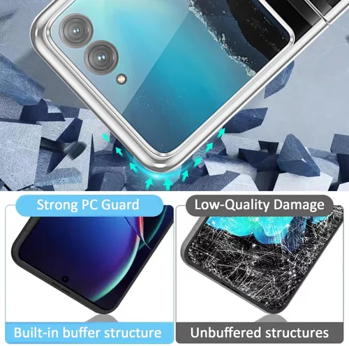 Vista 4 de Ninki Funda transparente para Motorola Razr Plus 2023, cubierta protectora ligera electrochapada, ultra delgada, color plateado