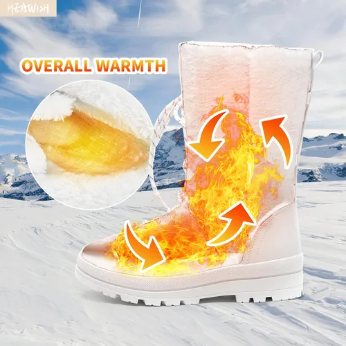 Vista 5 de HEAWISH Botas de nieve de invierno con forro de piel para mujer