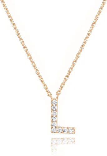 Vista 152 de PAVOI 14K White Gold Plated Cubic Zirconia Initial Necklace Letter Dainty Necklaces for Women