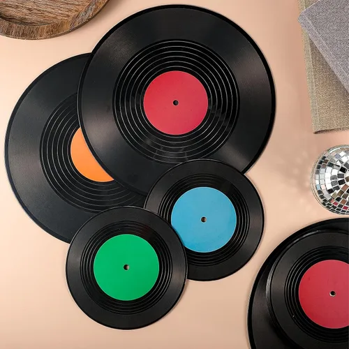 Vista 5 de Tellegloww 12 discos de vinilo en blanco para decoración de fiestas retro de 12 pulgadas y 7 pulgadas, para decoración de fiestas retro de los años