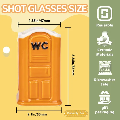 Vista 2 de Graciosos vasos de chupito de cerámica Porta Potty: Elefante Blanco Broma Divertidos Novedades Regalos de Intercambio de Fiesta Yankee para Adultos