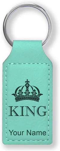 Vista 22 de Llavero rectangular, corona de rey, grabado personalizado incluido, Bambú