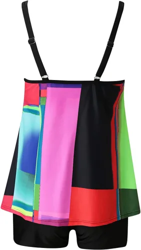Vista 4 de Trajes de baño degradados Colorbock para mujer, con doble alineación, tankini con control de abdomen, dos piezas